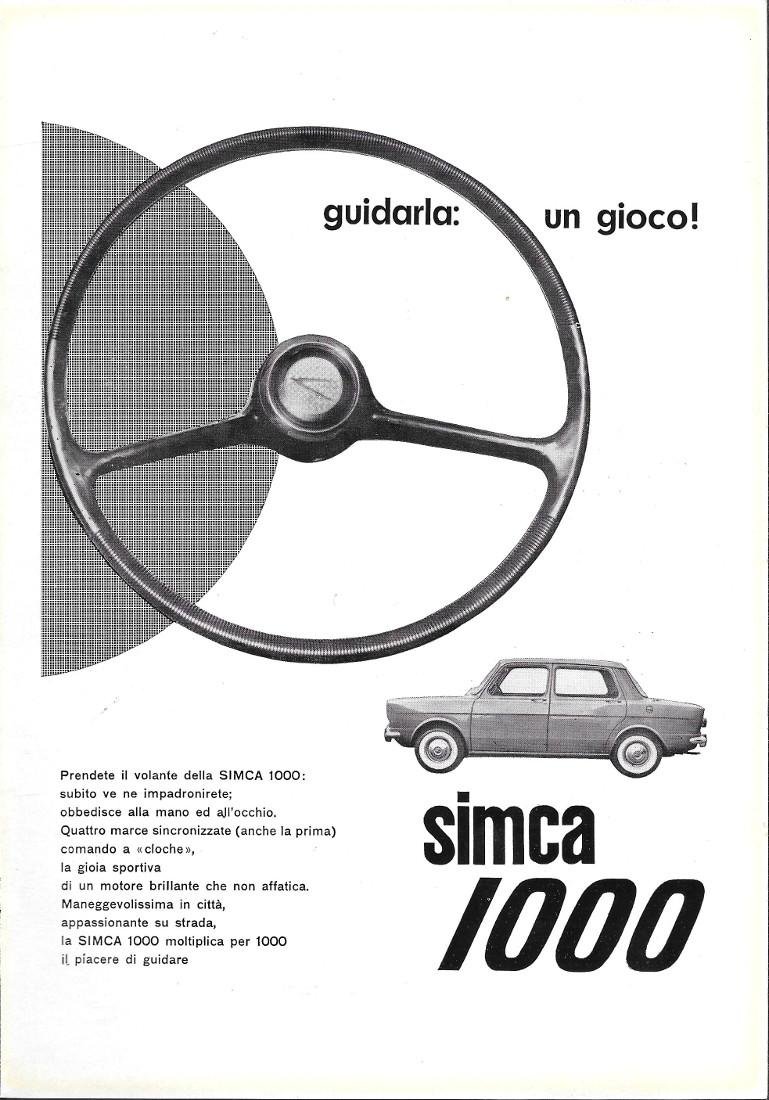 Simca 1000. Guidarla, un gioco. Advertising 1962 | Immagine principale