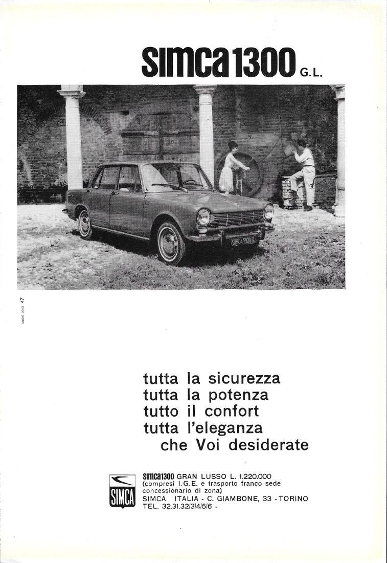 Simca 1300 G.L.. Advertising 1963 | Immagine principale