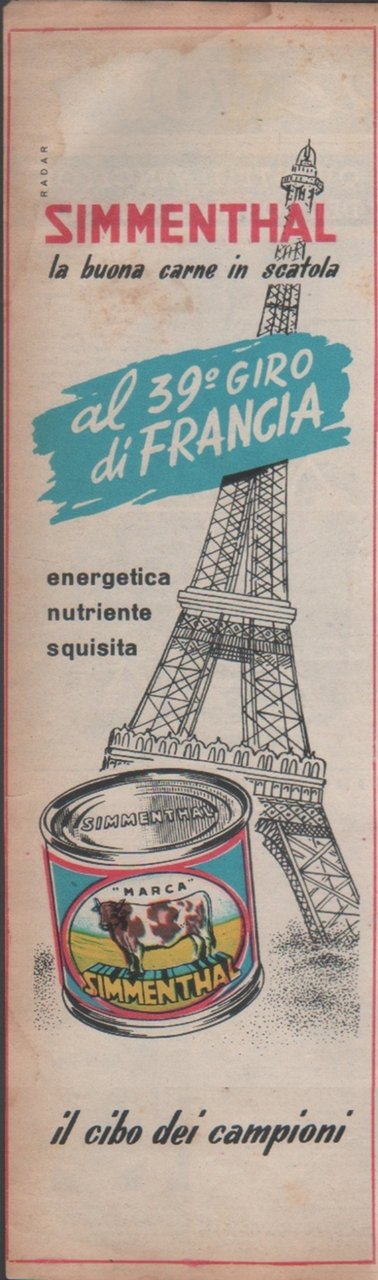 Simmenthal al 39^ Giro do Francia. Advertising 1952 | Immagine principale