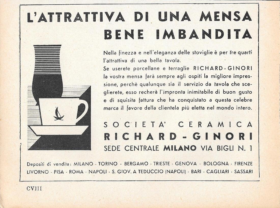 Società Ceramica Richard-Ginori. Advertising 1935 | Immagine principale