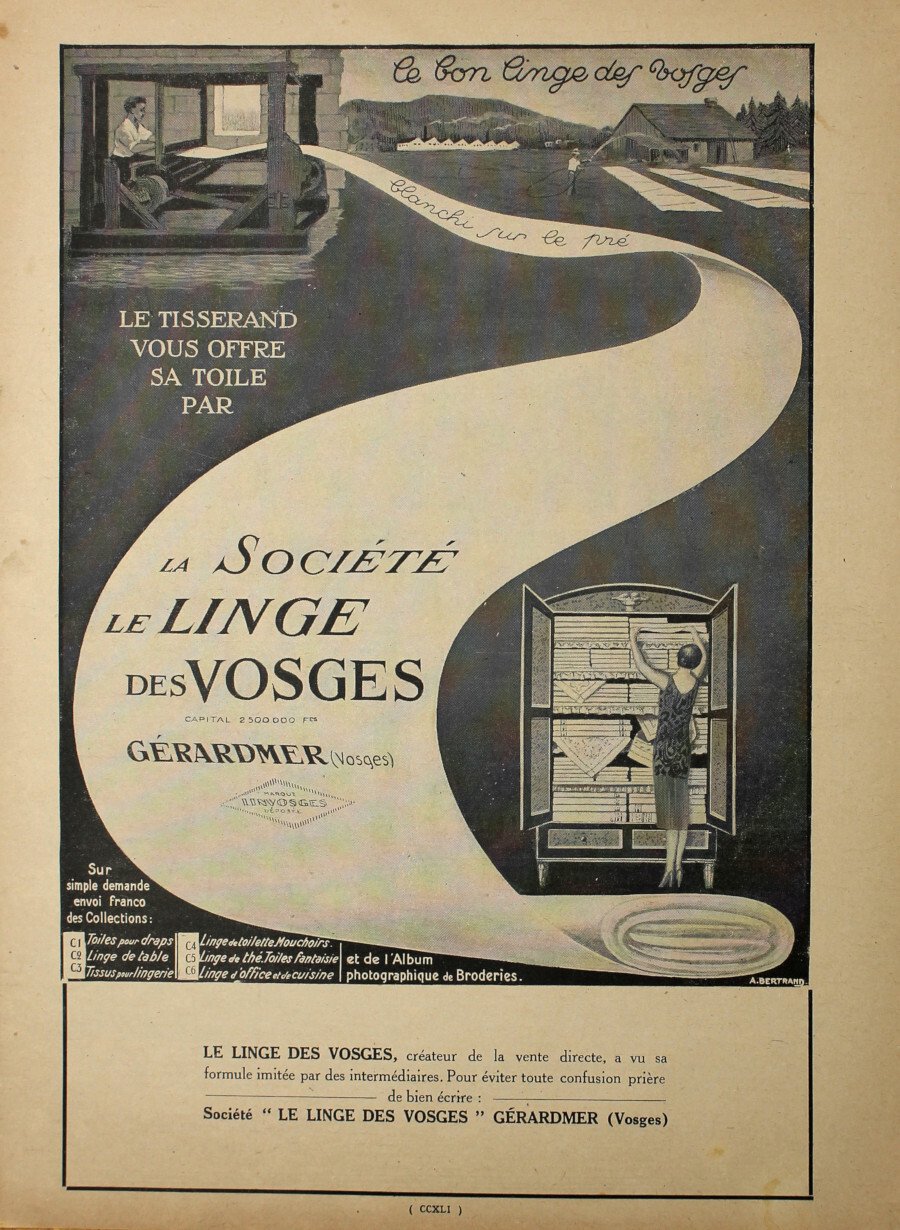 Societe le Linge des Vosges. Advertising 1927 | Immagine principale