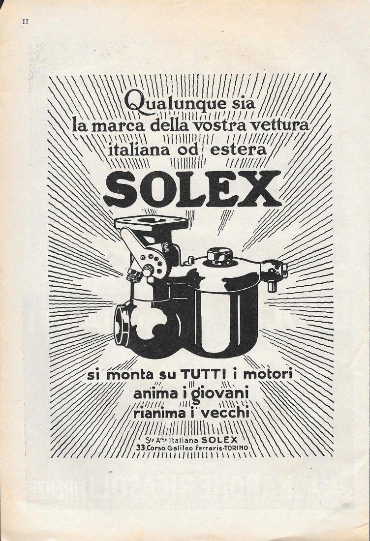 Solex si monta su tutti i motori. Advertising 1928 | Immagine principale