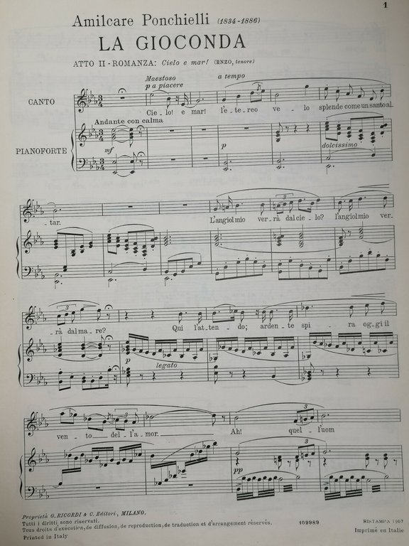 SPARTITO - Ponchielli - CIELO E MAR! (Ricordi)