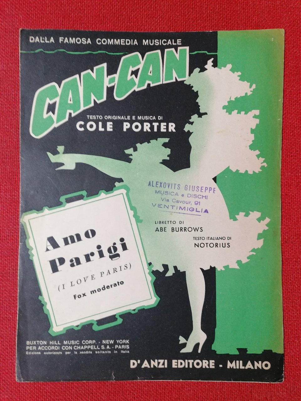 Spartito AMO PARIGI Can Can Cole Porter I love Paris …