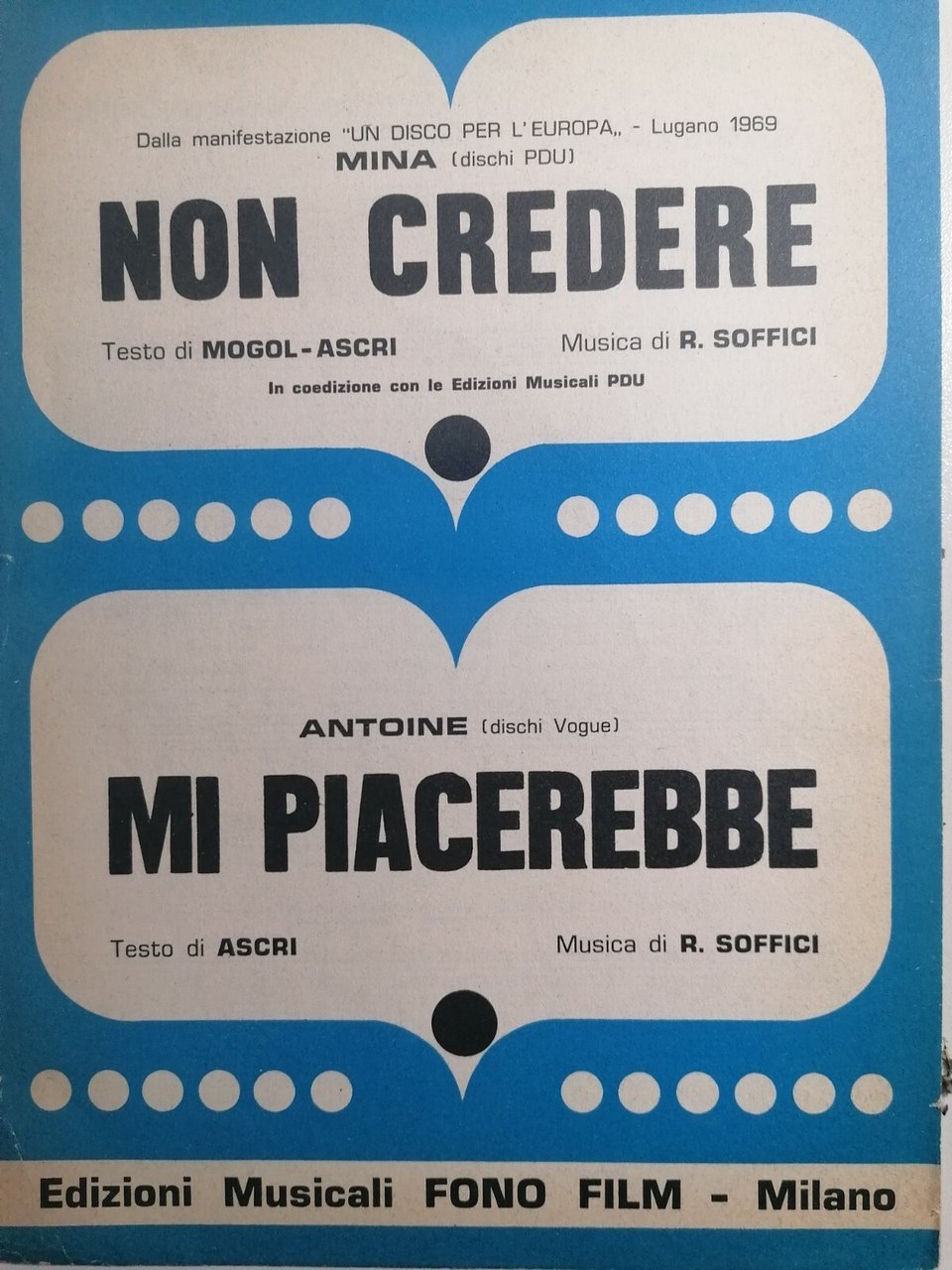 spartito musicale NON CREDERE DI MINA / MI PIACEREBBE DI …