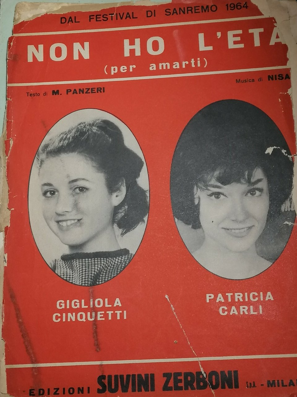 SPARTITO NON HO L'ETA' l'età 1964 Gigliola CINQUETTI - P. …