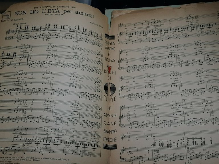 SPARTITO NON HO L'ETA' l'età 1964 Gigliola CINQUETTI - P. …