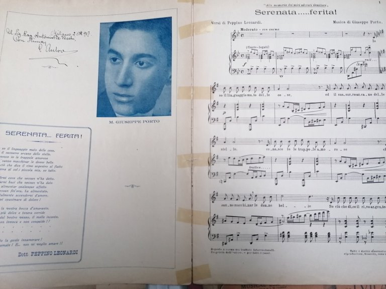Spartito SERENATA...FERITA (G. Porto, P. Leonardi) Ed. Mignani 1927 RARO