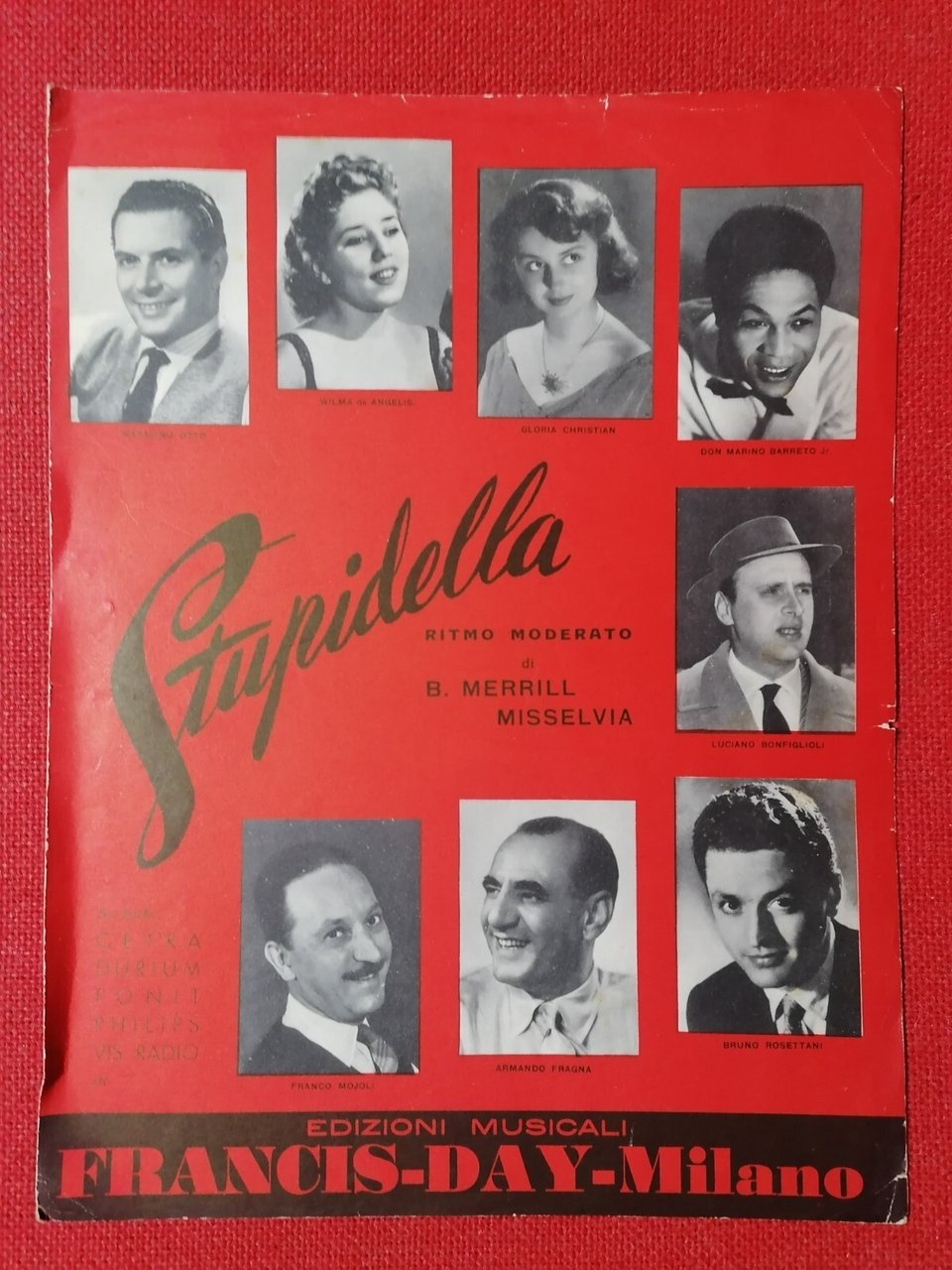 Spartito STUPIDELLA Merrill Misselvia Francis Day 1956