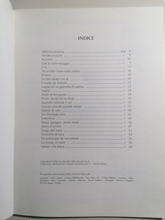 Spartito Sulla Spiaggia 25 pezzi completi di testo edizioni Ricordi …