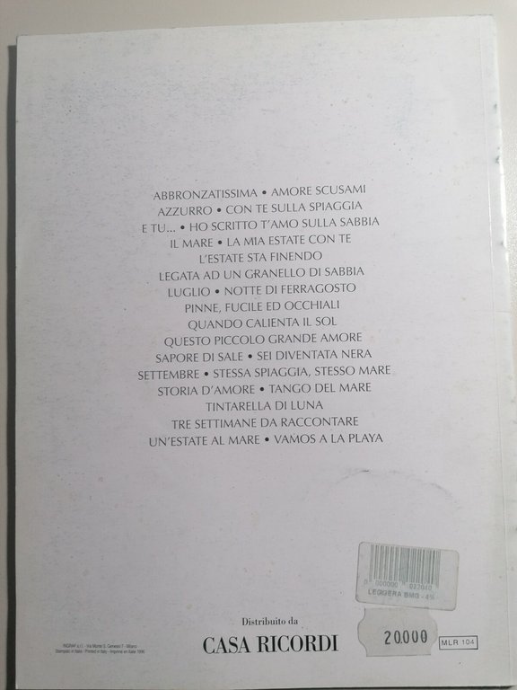 Spartito Sulla Spiaggia 25 pezzi completi di testo edizioni Ricordi …