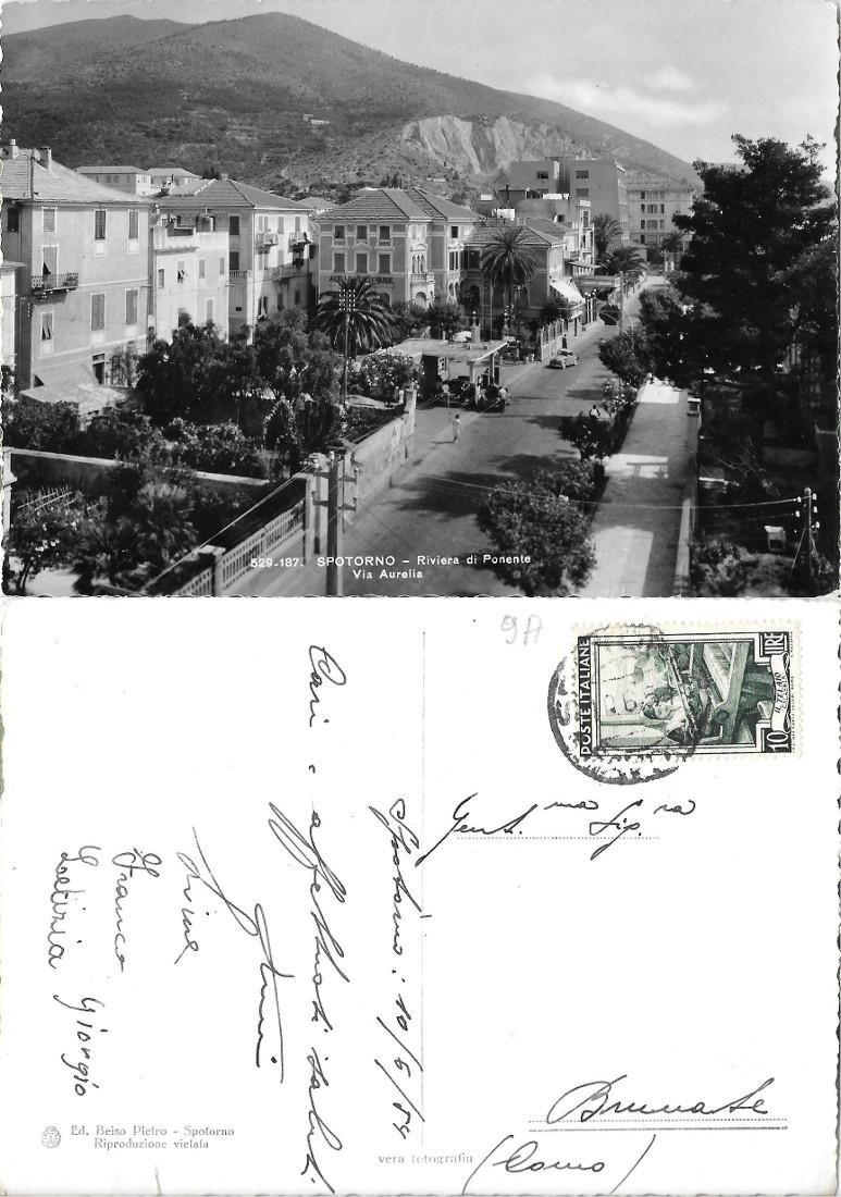 Spotorno. Via Aurelia. Viaggiata 1954 | Immagine principale