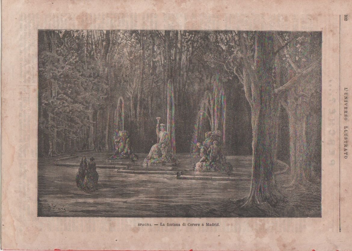 Stampa antica 1872 - Spagna. La fontana di Cerere a … | Immagine principale