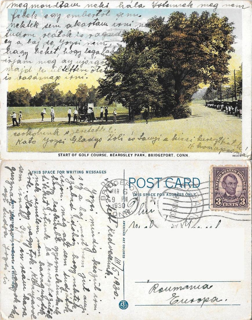 Start of Golf Course, Beardsley Park Bridgeport Conn. Viaggiata 1930 | Immagine principale
