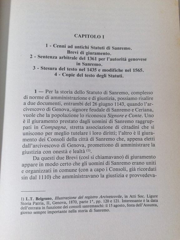 Statuti Comunali Di Sanremo Libro Nilo Calvini Storia Sanremasca 1983