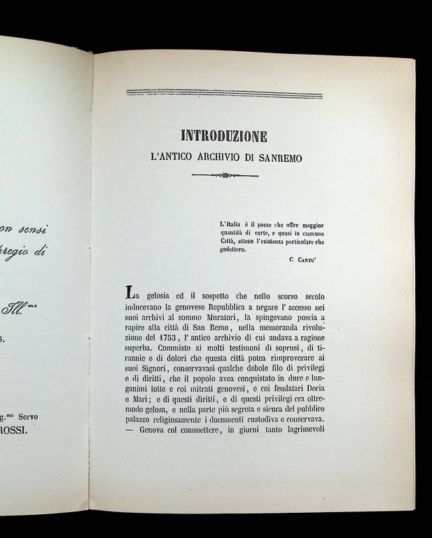 Storia Della Città di Sanremo Libro Girolamo Rossi Anastatica Atesa …