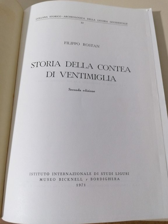 Storia Della Contea Di Ventimiglia Libro FIlippo Rostan 1971 Seconda …