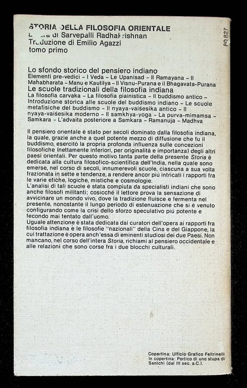 Storia Della Filosofia Orientale Tomo Primo Sarvepalli Radhakrishnan Feltrinelli
