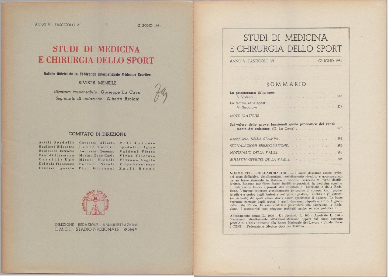 Studi di Medicina e Chirurgia dello Sport Anno V Fascicolo … | Immagine principale