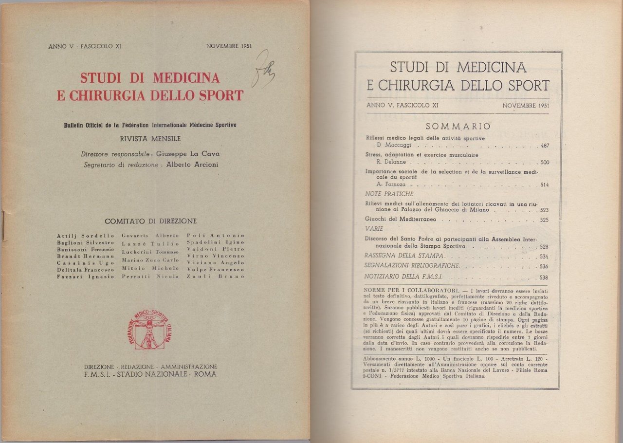 Studi di Medicina e Chirurgia dello Sport Anno V Fascicolo … | Immagine principale