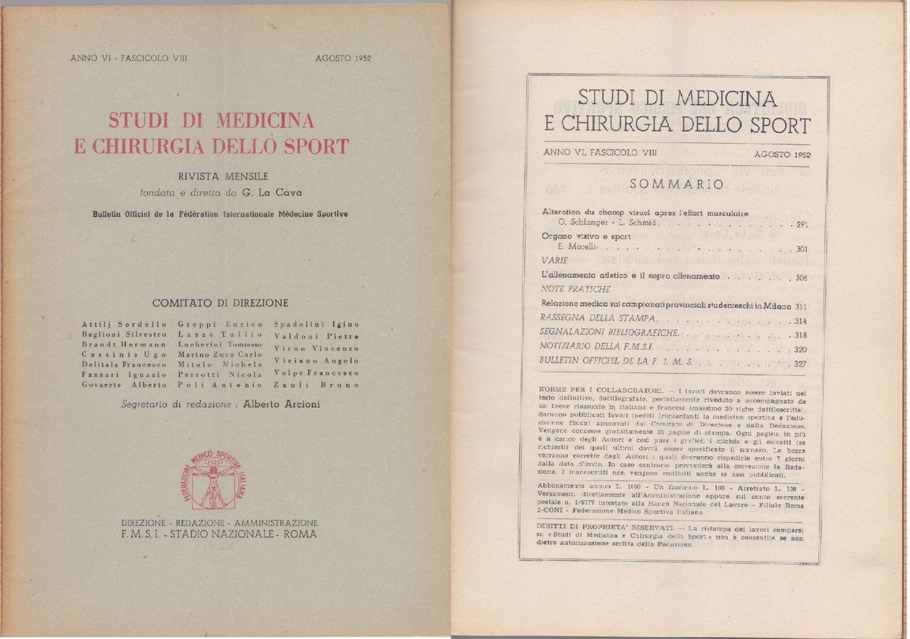 Studi di Medicina e Chirurgia dello Sport Anno VI Fascicolo … | Immagine principale