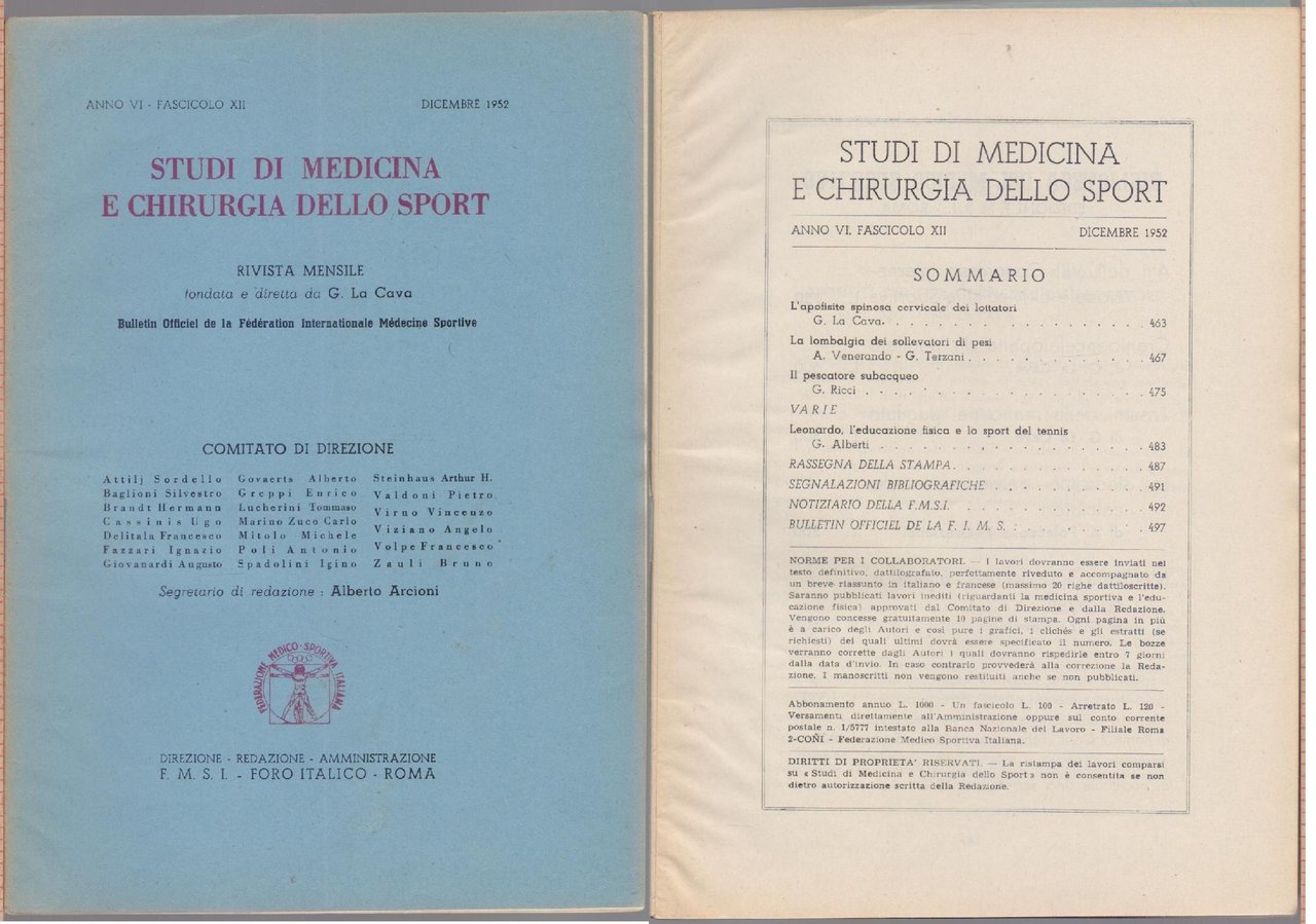 Studi di Medicina e Chirurgia dello Sport Anno VI Fascicolo … | Immagine principale