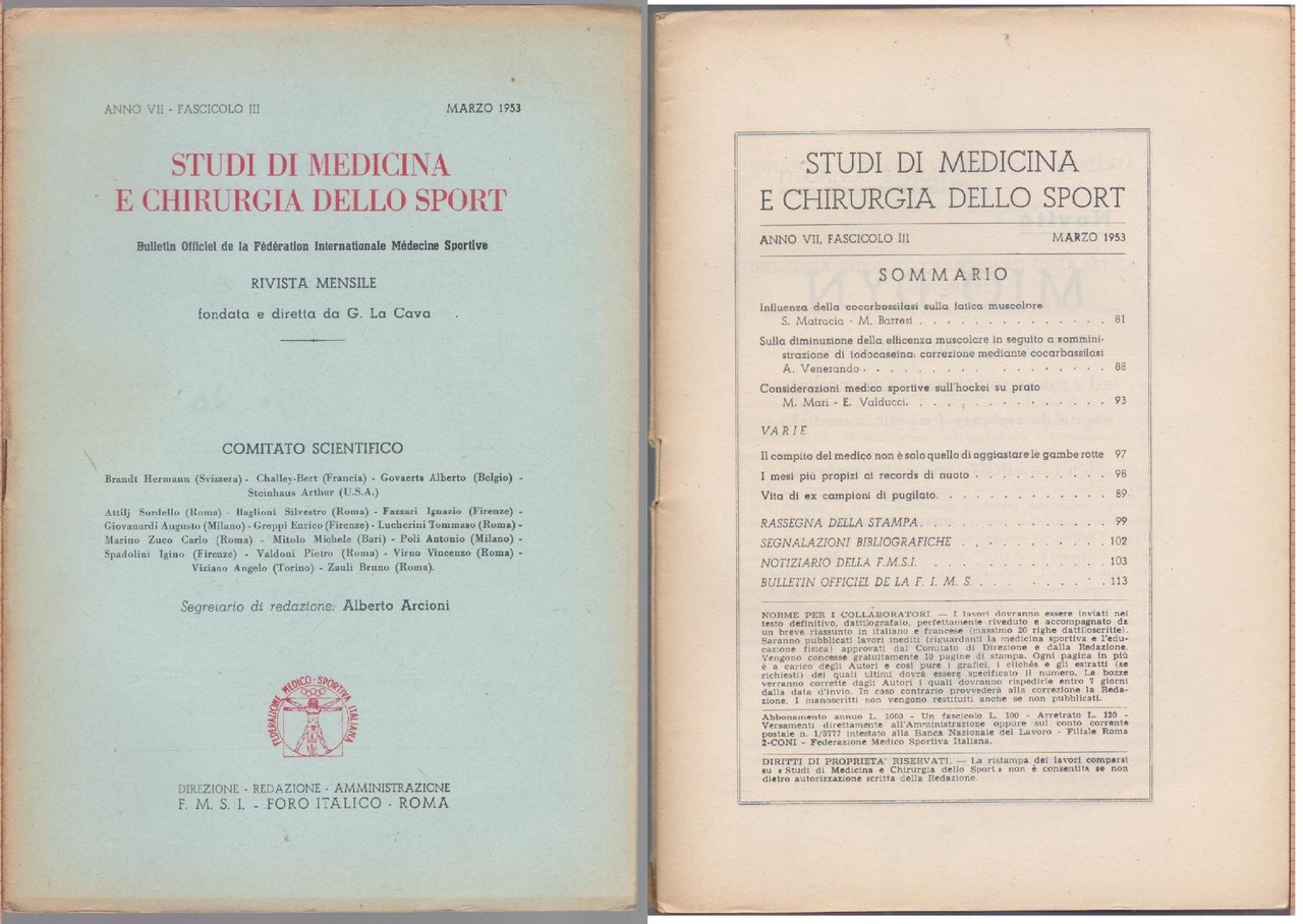 Studi di Medicina e Chirurgia dello Sport Anno VII Fascicolo … | Immagine principale