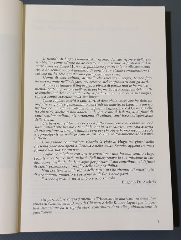 Studi etnografia e dialettologia ligure in memoria di Hugo Plomteux