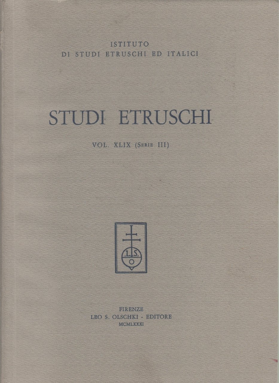 Studi Etruschi. Vol. XLIX. 1981 (Serie III) | Immagine principale