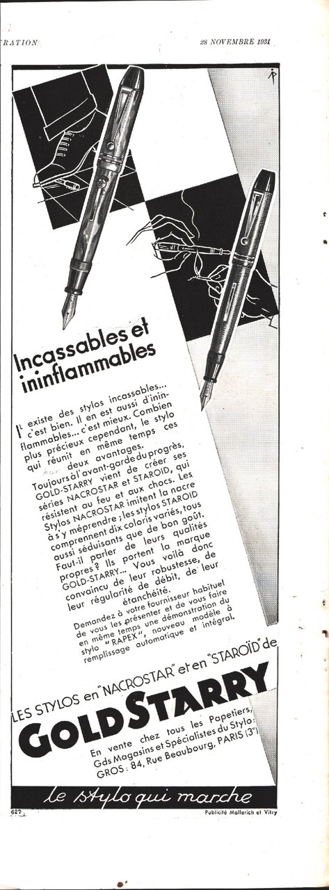 Stylos Gold Starry. Advertising 1932 | Immagine principale