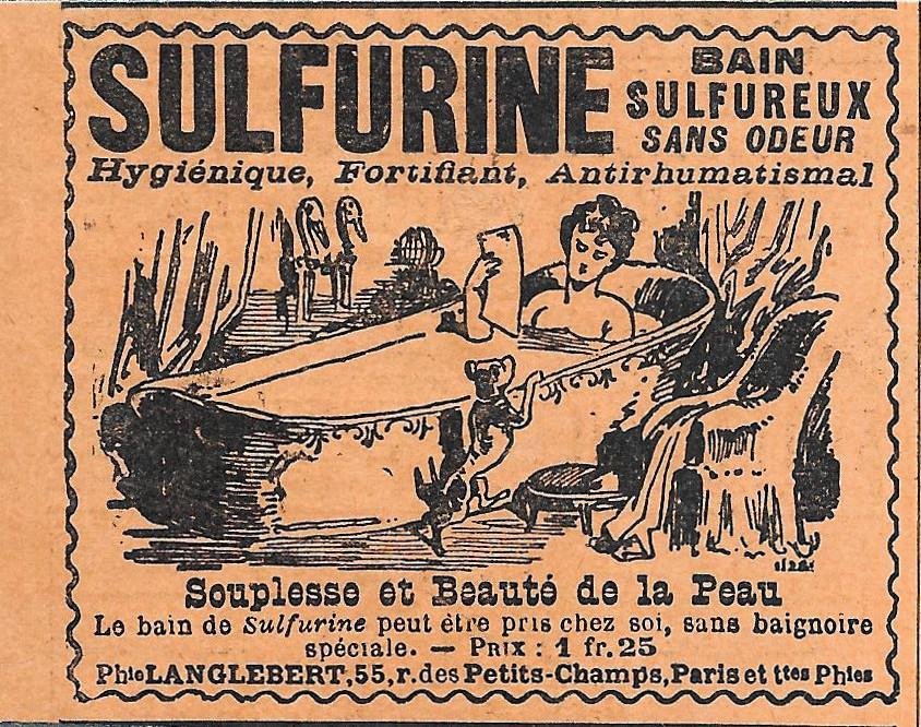 Sulfurine, bain sulfureux sans odeur. Advertising 1900 | Immagine principale