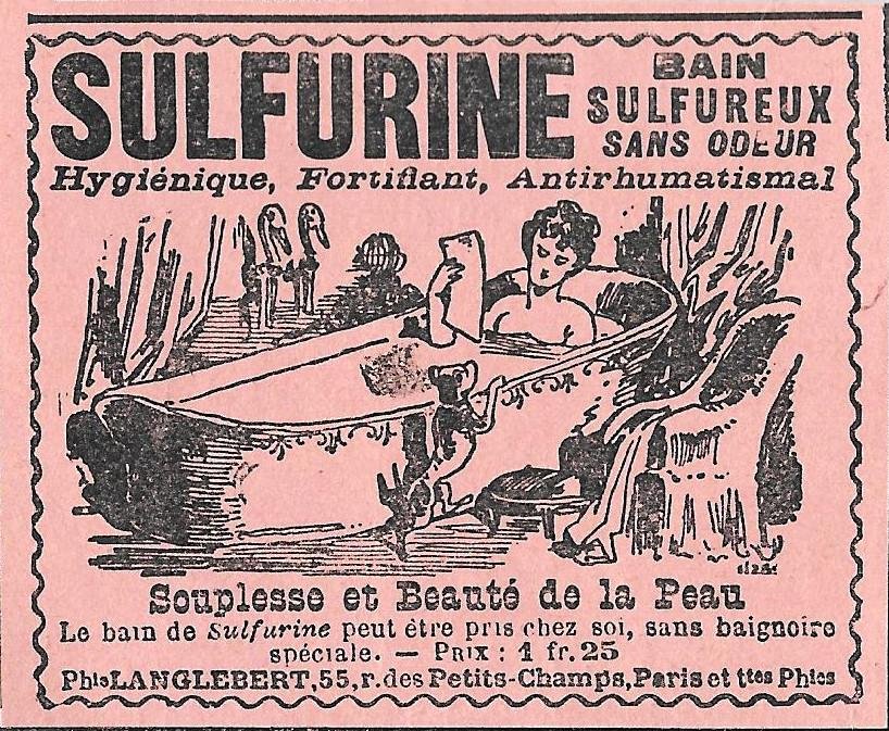 Sulfurine, bain sulfureux sans odeur. Langlebert Paris. Advertising 1900 | Immagine principale