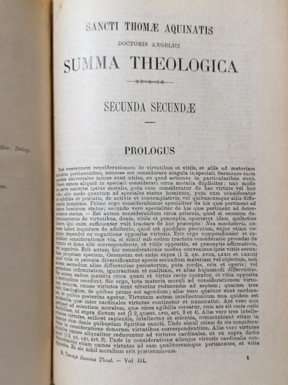 Summa Theologica S. Thomae Aquinatis Marietti 1937 De Rubeis Billuart …