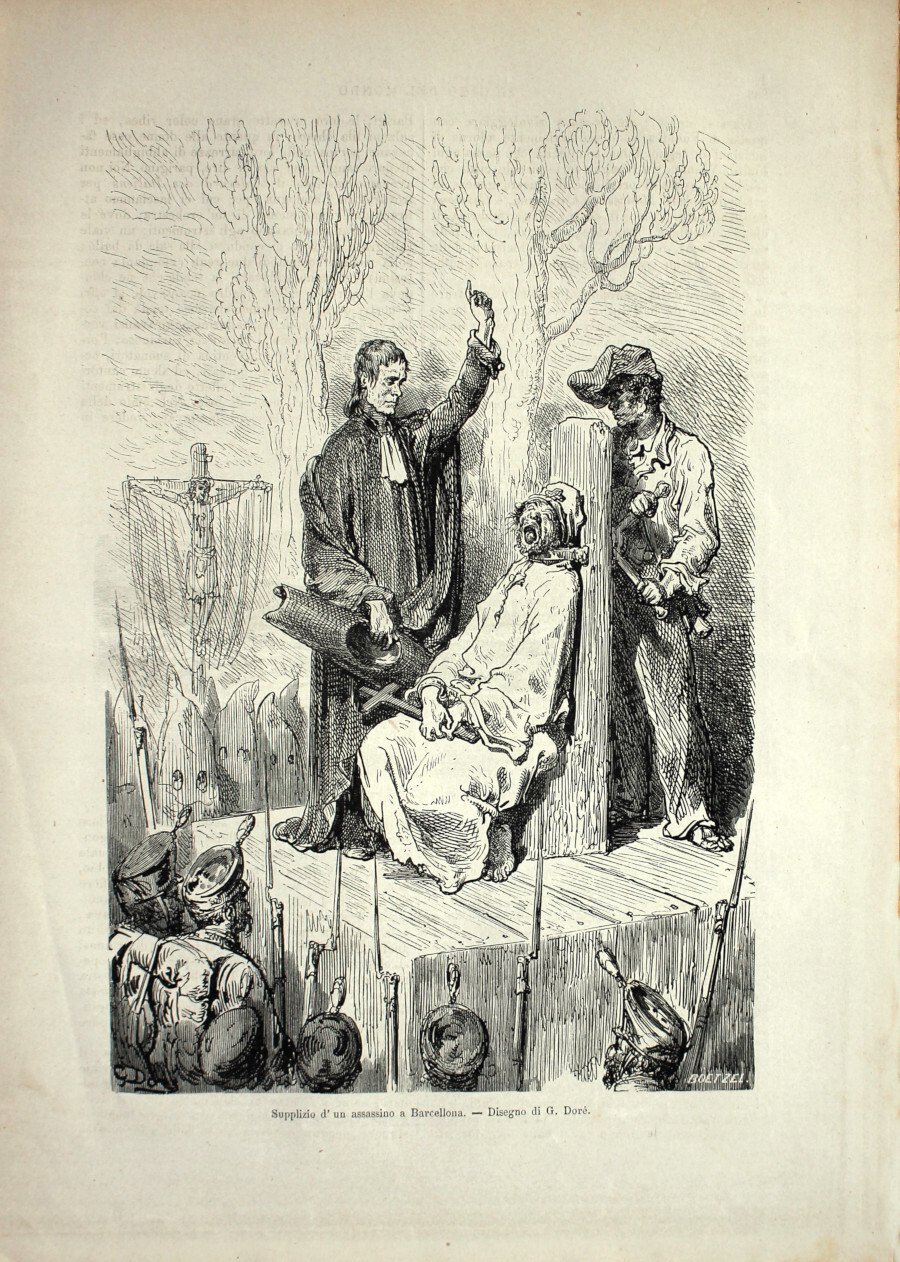 Supplizio d'un assassino a Barcellona. Stampa 1864 | Immagine principale