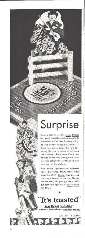 Surprise. Lucky Strike. Pubblicità 1930