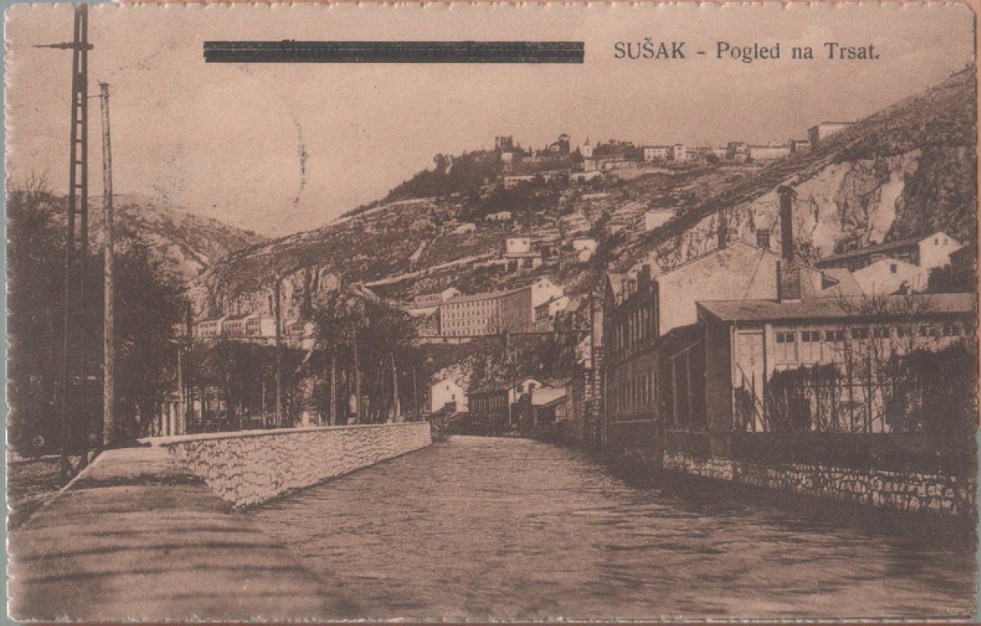 Susak. Pogled na Trsat (Croazia) . Viaggiata 1926 | Immagine principale