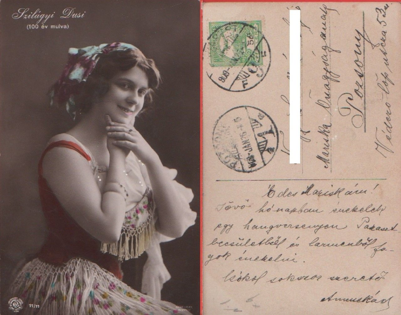 Szilágyi Dusi. 100 év mulvag. (attrice ungherese). Viaggiata 1909 | Immagine principale