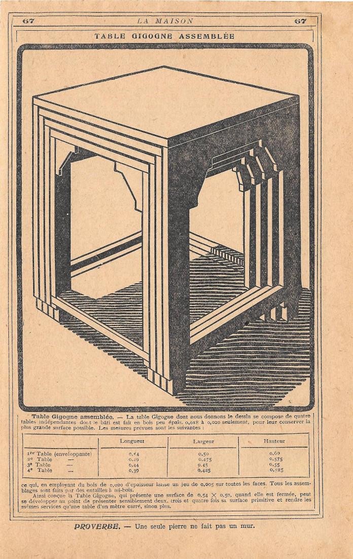 Table Gigogne assemblèe. Stampa 1930 | Immagine principale
