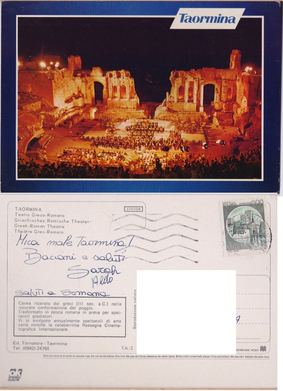 Taormina. Teatro Greco-Romano. Viaggiata 1993 | Immagine principale