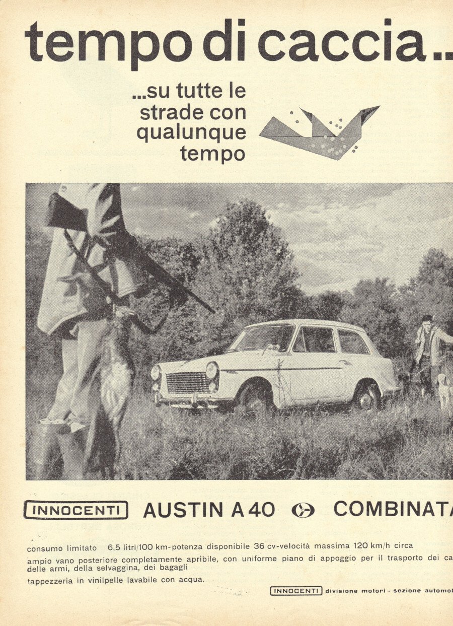 Tempo di caccia... Austin A40 Combinata. Advertising 1962 | Immagine principale