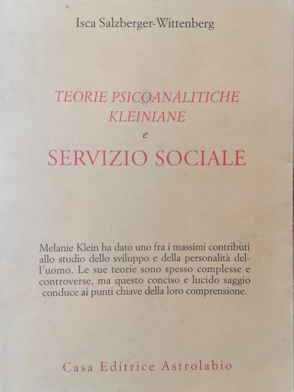 Teorie psicoanalitiche kleiniane e servizio sociale