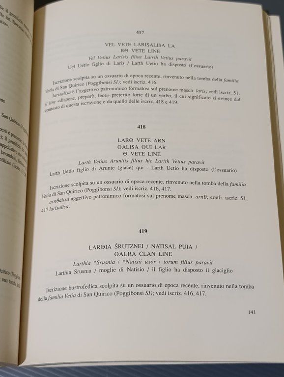 Testi etruschi tradotti e commentati con vocabolario