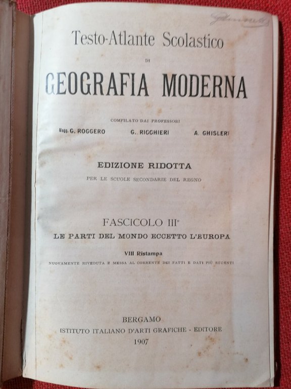 Testo Atlante scolastico di Geografia Moderna