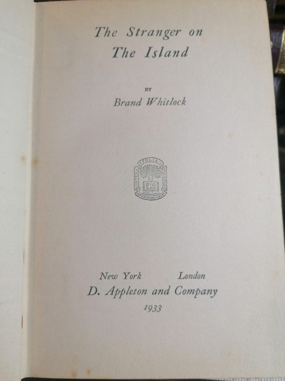 The Stranger On The Island Libro Brand Whitlock 1933 Appleton …
