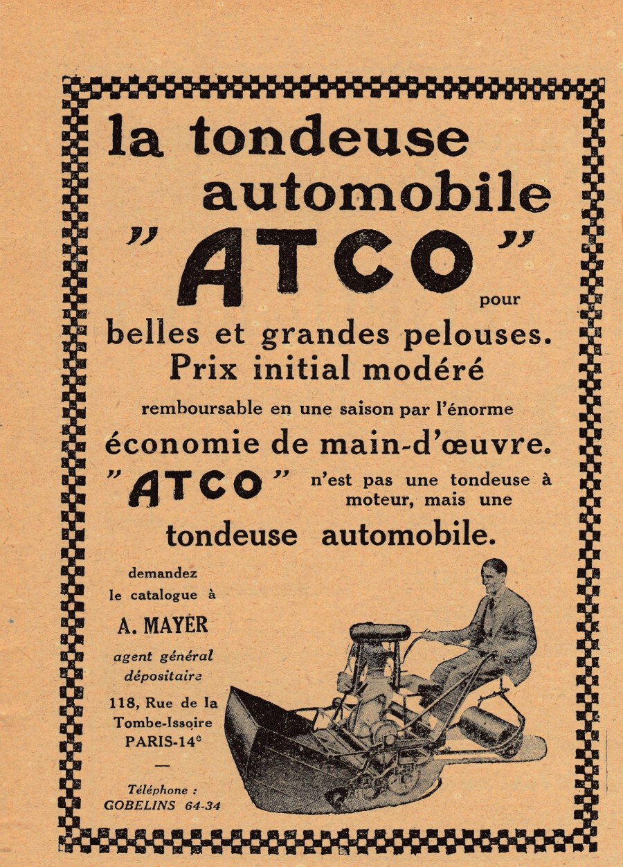 Tondeuse automobile ATCO. Advertising 1927 | Immagine principale
