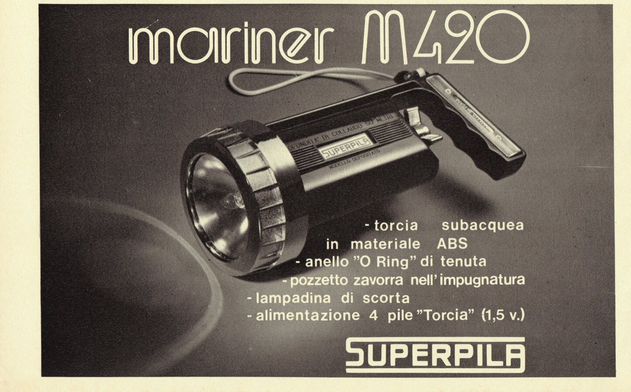 Torcia subacquea Mariner M420 Superpila. Advertising 1974 | Immagine principale