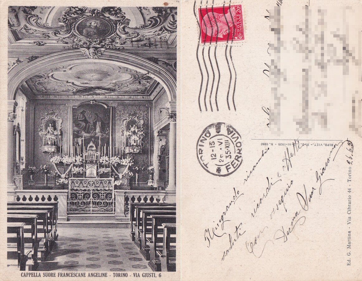 Torino. Cappella Suore Francescane Angeline. Viaggiata 1935 | Immagine principale