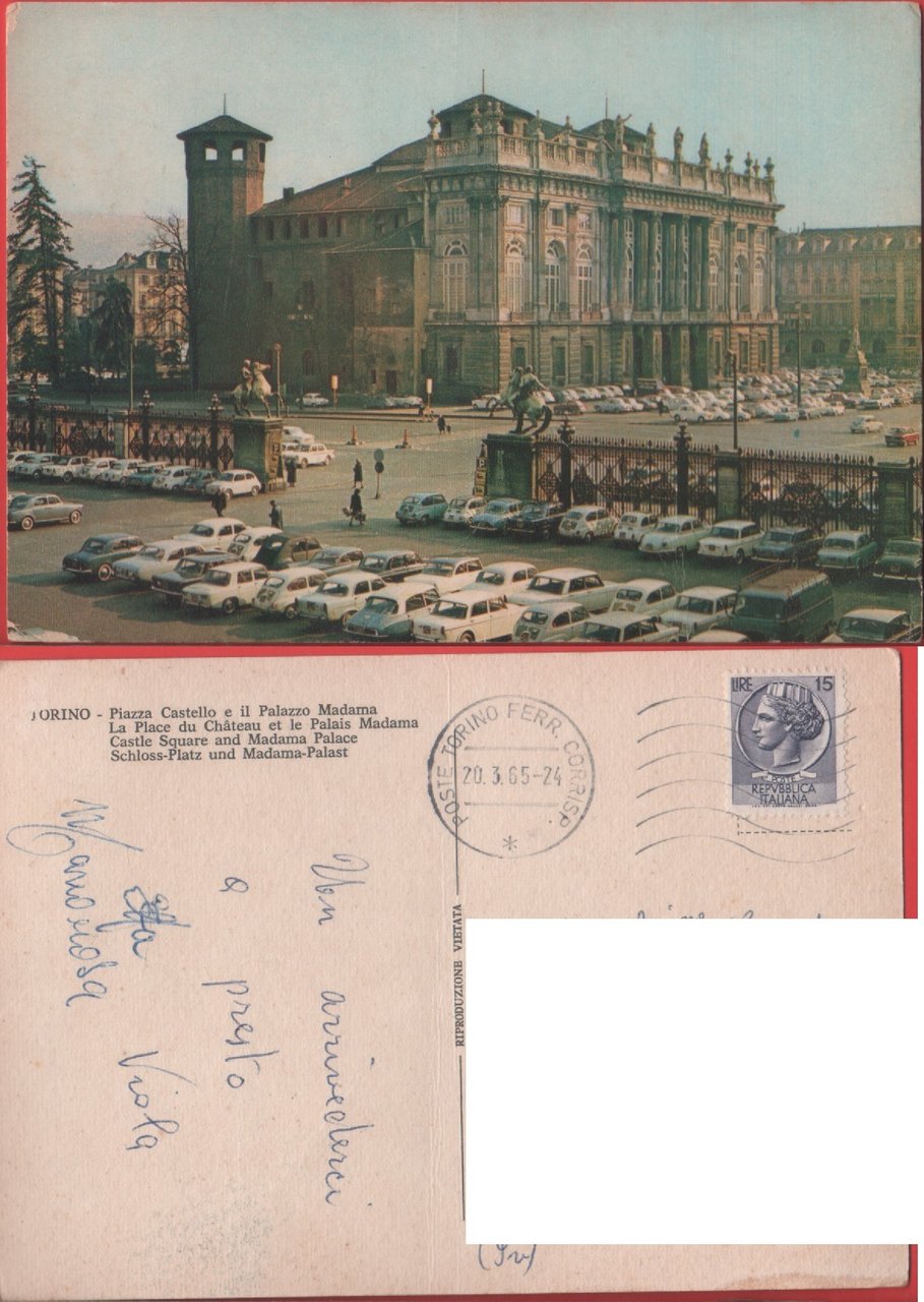 Torino. Piazza Castello e il Palazzo Madama. Viaggiata 1965 | Immagine principale