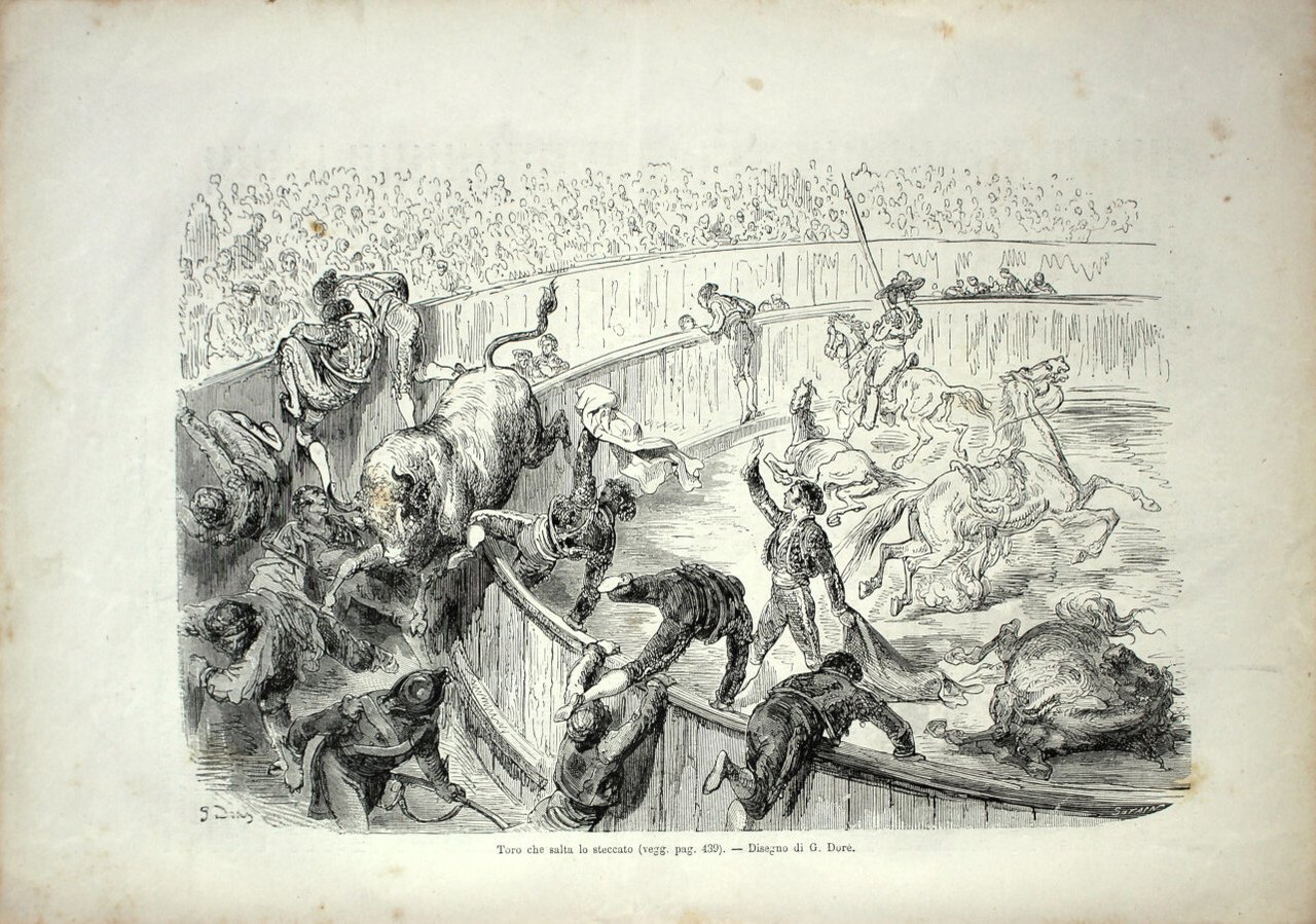 Toro che salta lo steccato. Stampa 1864 | Immagine principale