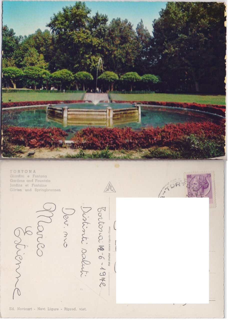 Tortona. Giardini e Fontana. Viaggiata 1972 | Immagine principale